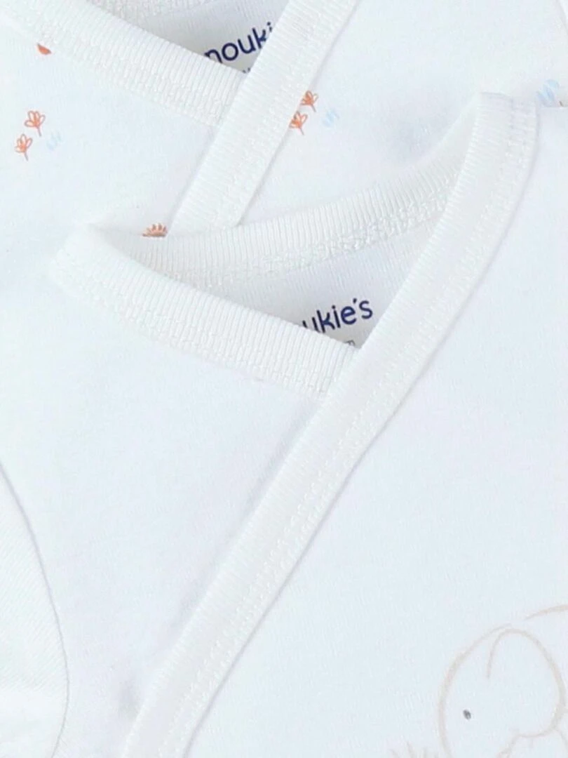 Set de 2 bodies naissance éléphant en coton    Noukie's   Blanc