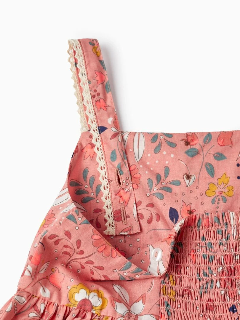 Robe avec Motif Floral pour Fille manches courtes   Orange clair