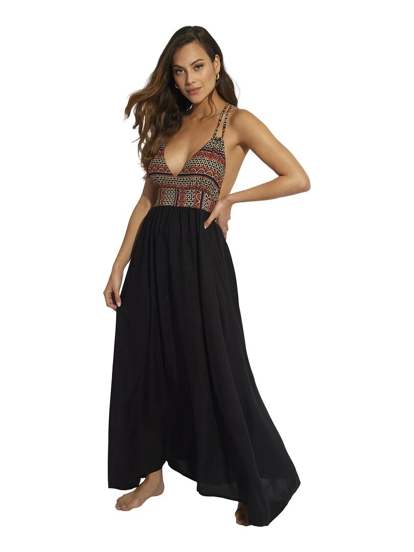 Robe longue estivale Capri Noir