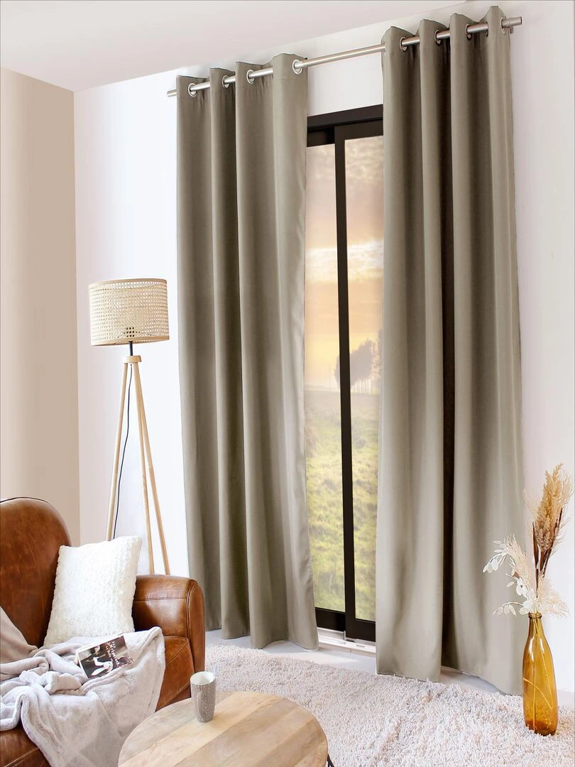 Rideau thermique en microfibre doublée Beige