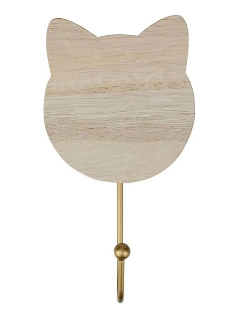 Lot de 3 patères bois chat naturel Beige