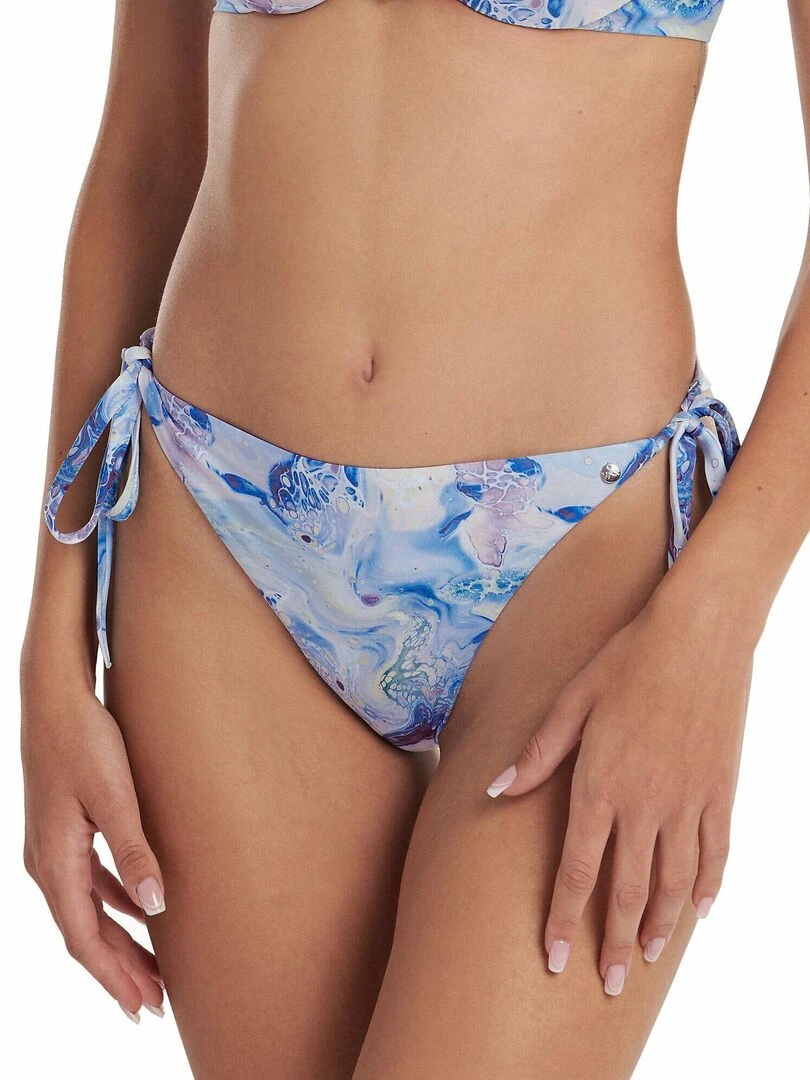 Bas maillot de bain brésilien taille basse à nouettes Indonesia Bleu