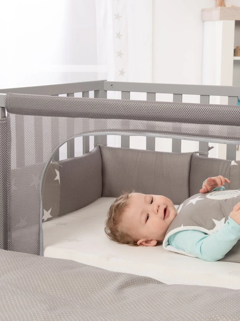 ROBA Lit cododo "safe asleep®" 60 x 120 cm – avec accessoires "Little Stars" Gris
