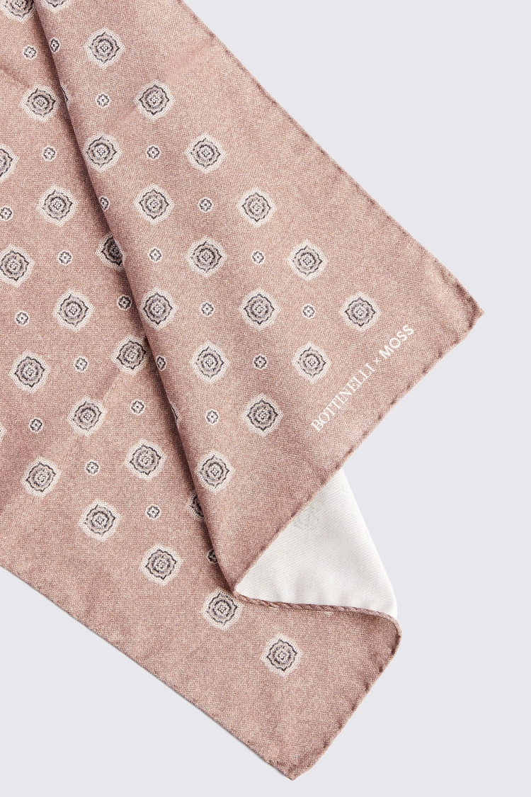 Bottinelli Dusty Pink Silk Medallion Pocket Square Buy Online at Moss