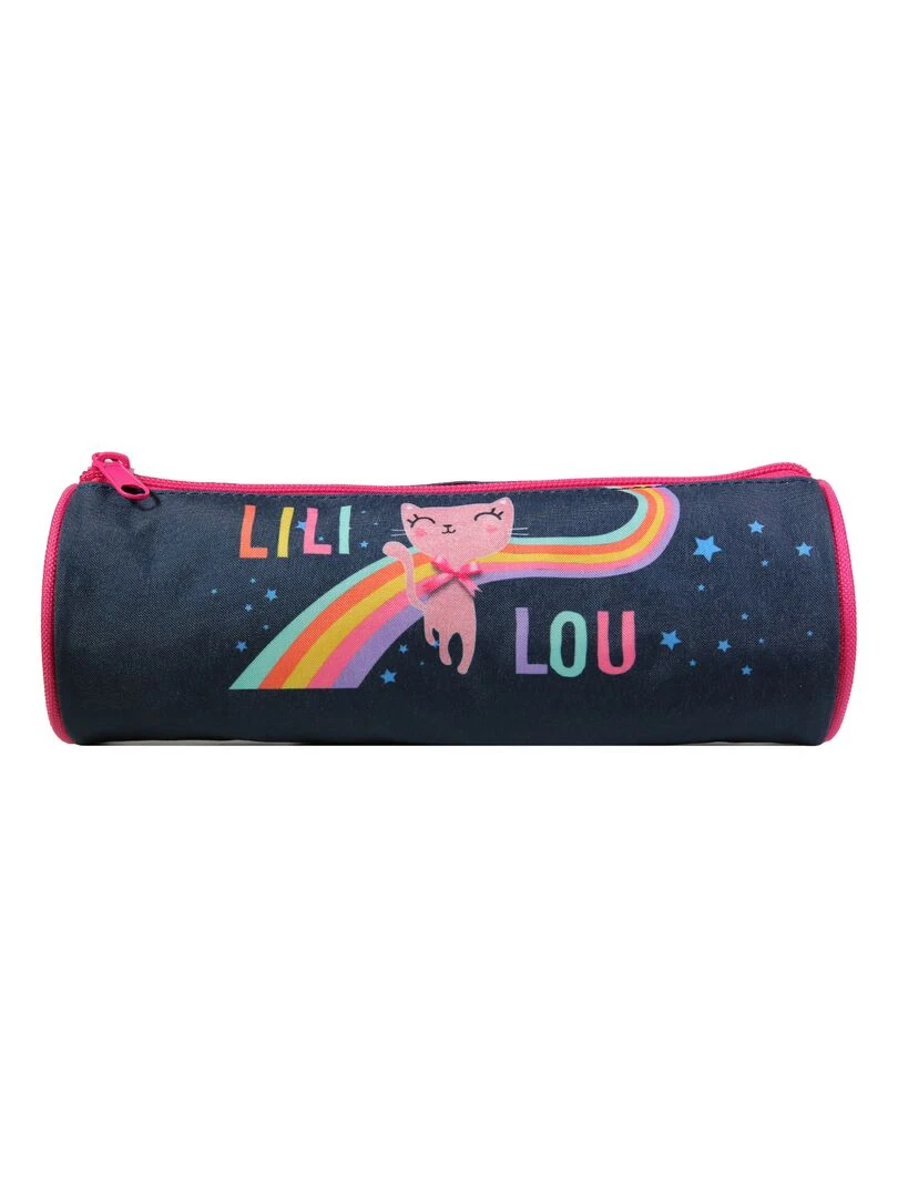 BAGTROTTER Trousse scolaire ronde Lili Lou Bleue Arc en ciel Bleu