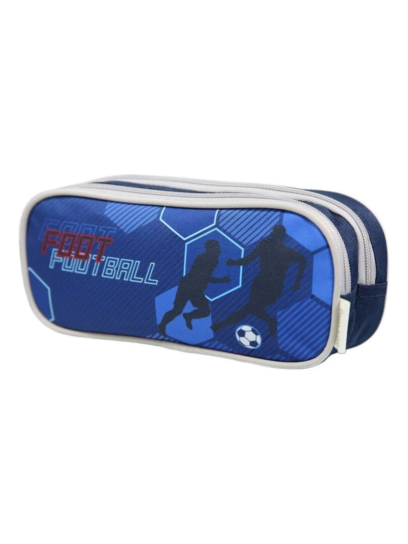 Trousse scolaire 2 compartiments Phileas Football Bleue Bagtrotter Bleu