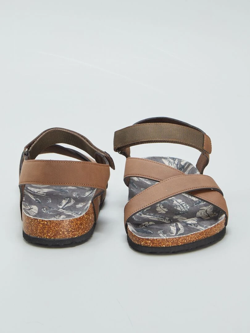 Sandales à scratch   Marron