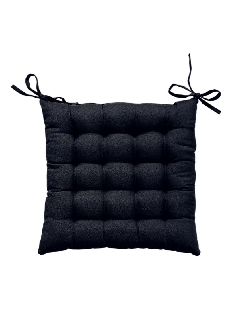 Galette de chaise unie et piquée Noir