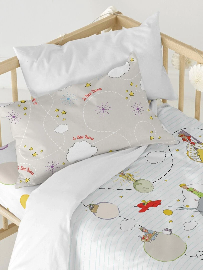 Parure housse de couette 2 pièces Voyageur "Happyfriday"   Blanc