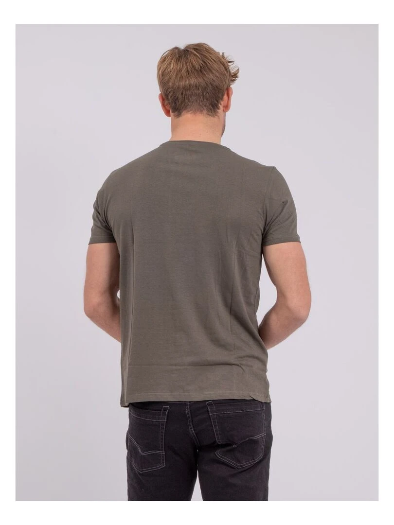 T shirt manches courtes col rond pur coton NUMILAN Kaki