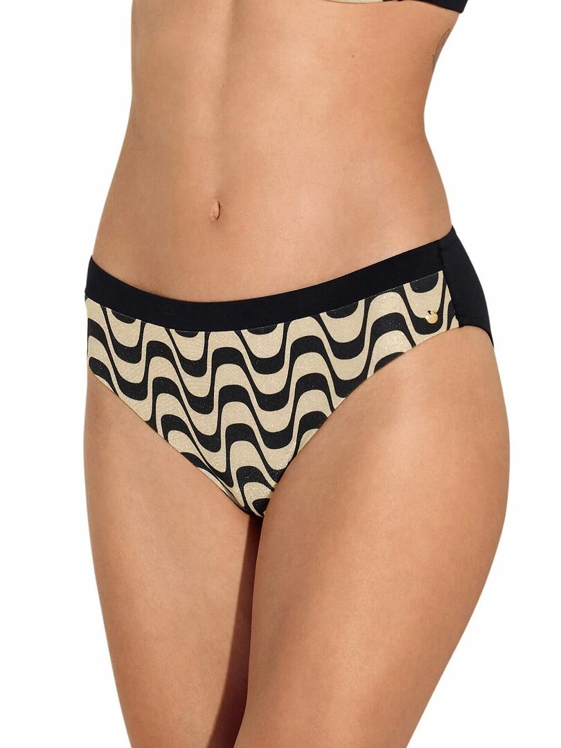 Bas maillot slip de bain taille haute Iceland Noir