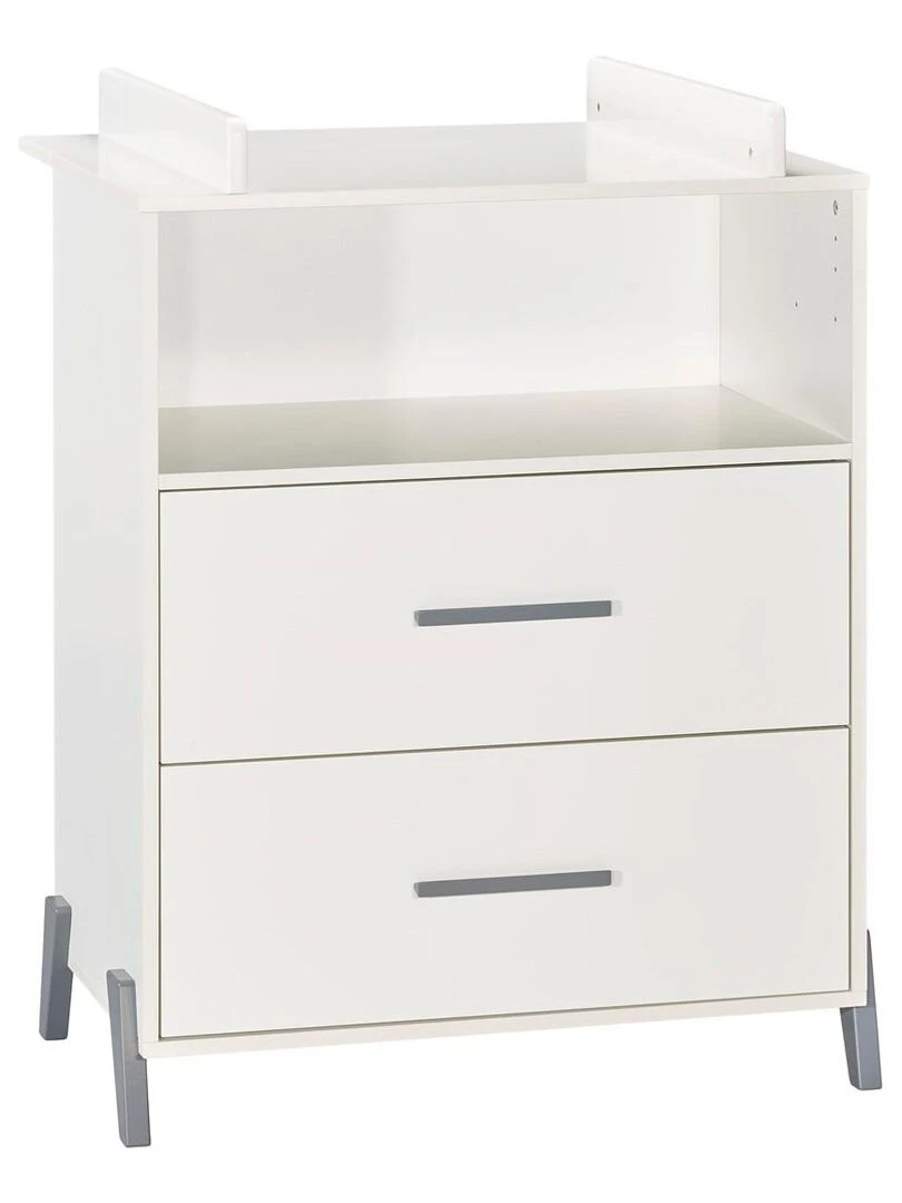 Commode à langer sur pieds en bois blanc BABYPRICE Blanc Gris