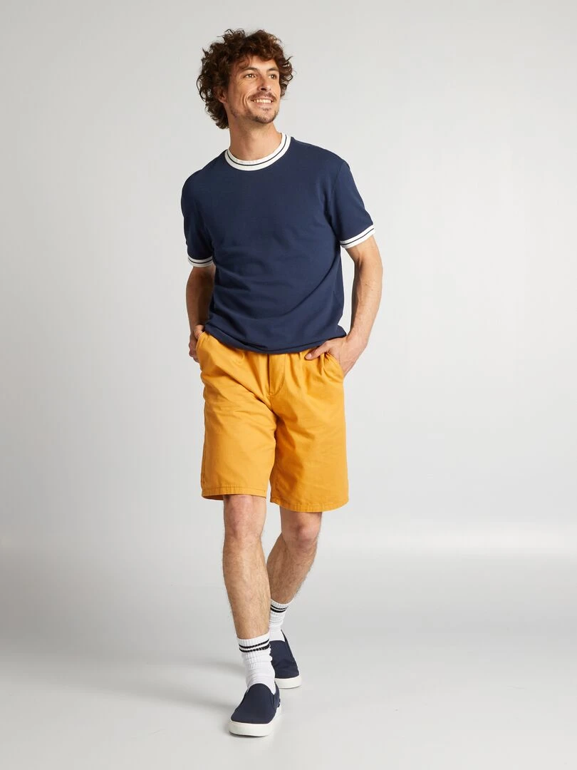 Bermuda chino avec taille élastiquée Jaune