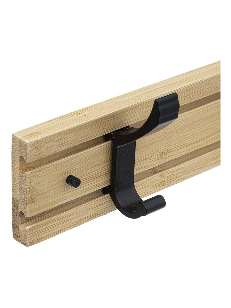Patère bambou 4 têtes coulissantes Beige