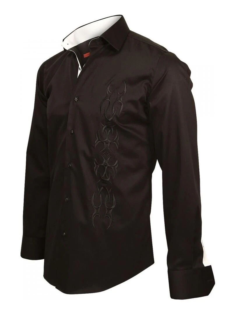 Chemise brodée ETNICA   Noir