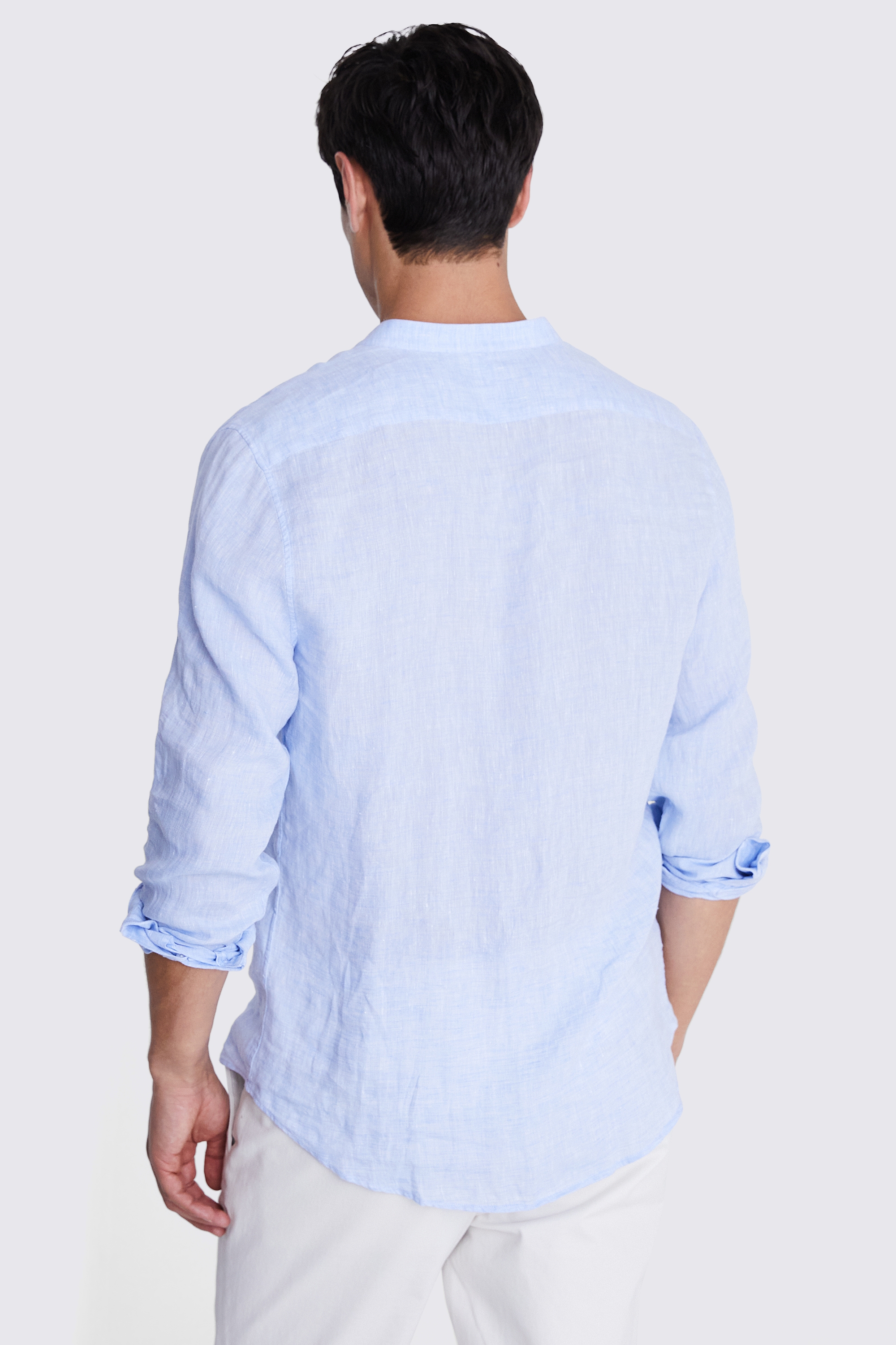 Tailored Fit Sky Linen Shirt   Buy Online at Moss