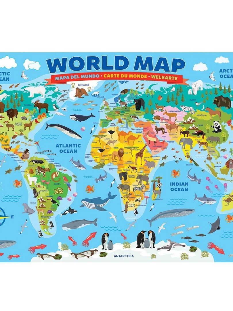 Puzzle 100 pièces : Carte illustrée du monde N/A