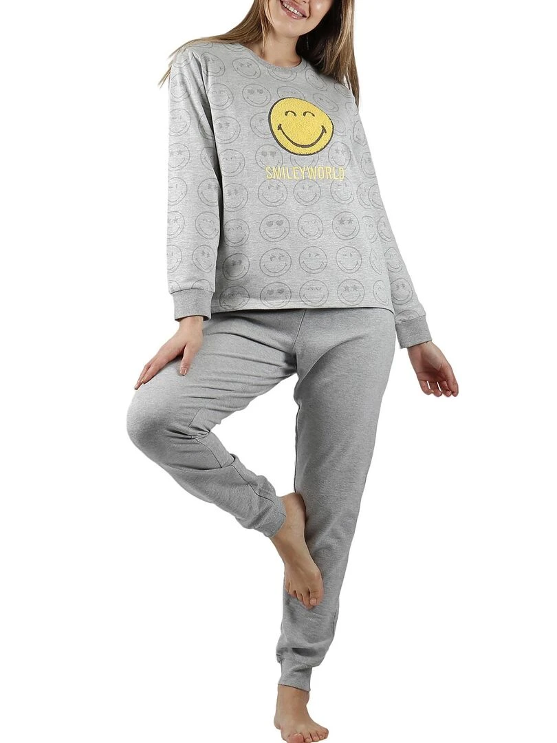 Pyjama pantalon et haut Heroes Smiley Gris