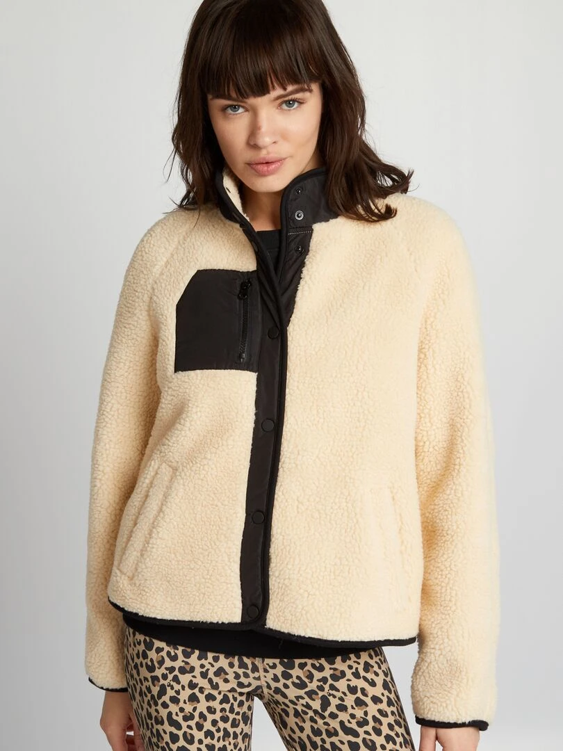 Blouson en sherpa   Beige/noir
