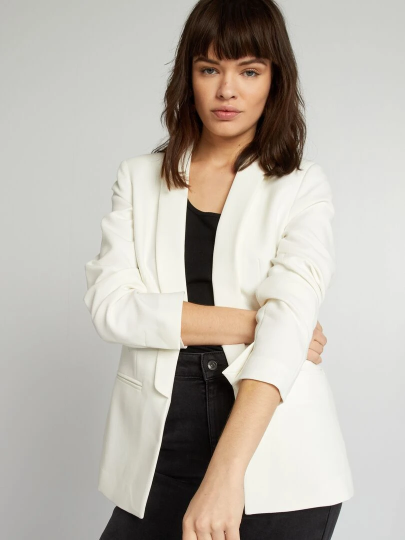 Veste blazer mi longue   blanc