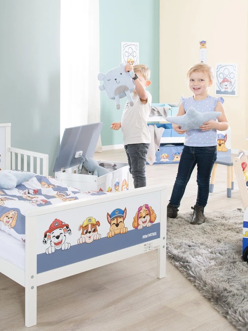 ROBA Parure de Lit Bébé 'Paw Patrol' 100 x 135 cm   2 Pièces   Motif Chien   Bleu Gris   Blanc Bleu Gris