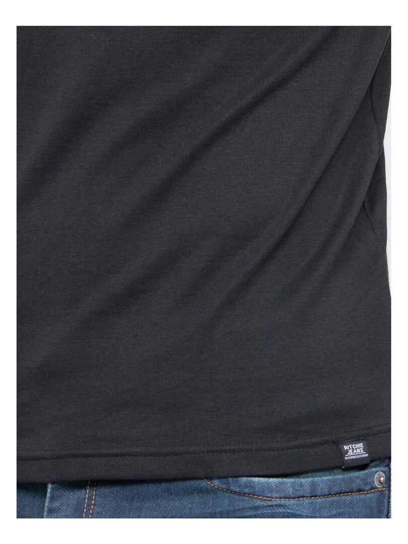 T shirt col rond pur coton organique WARRY Noir