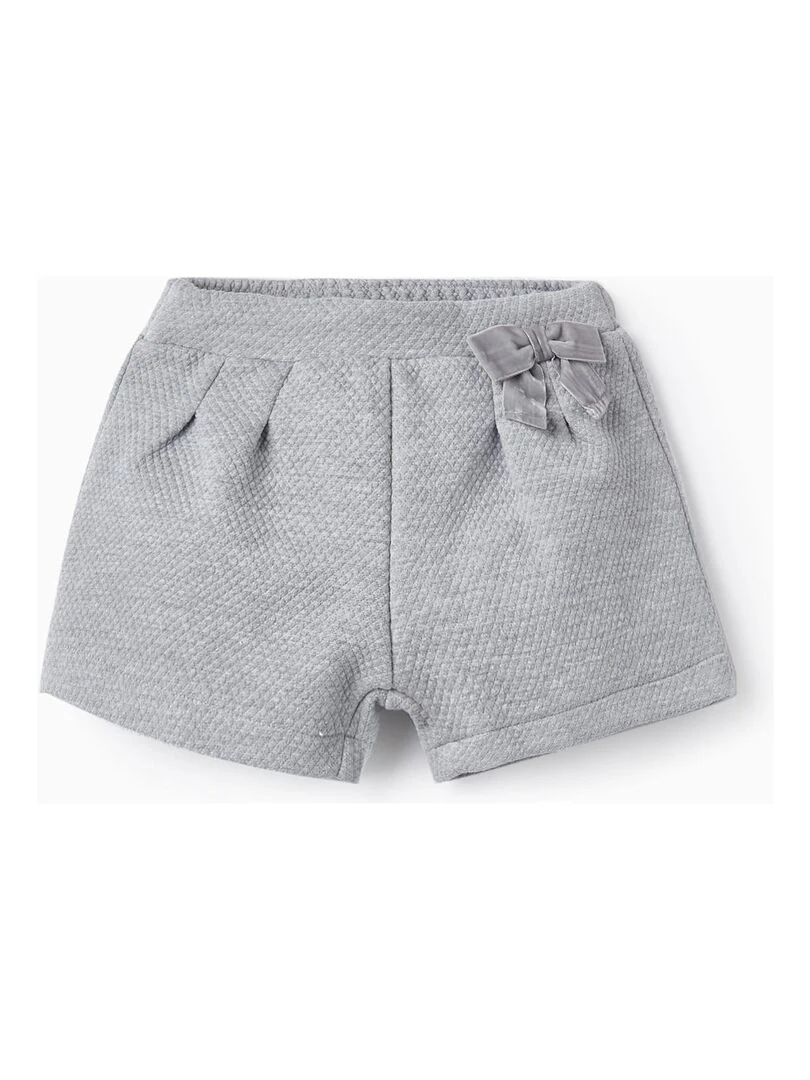 Short en maille avec nœud pour bébé fille NOËL Gris