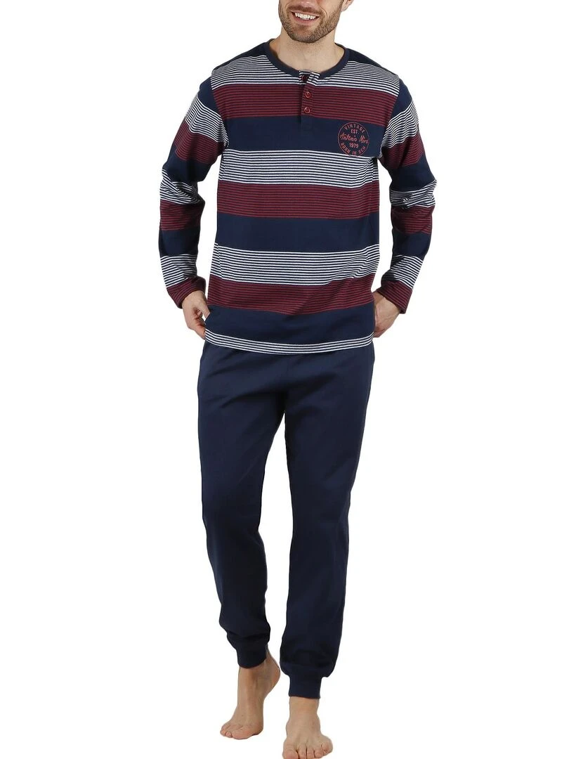 Pyjama pantalon et haut Rayas Stamp Antonio Miro Bleu marine
