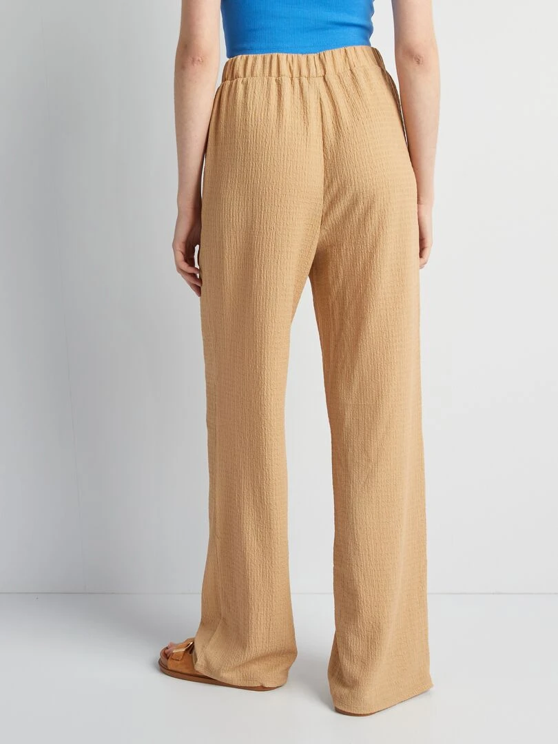 Pantalon large gaufrée   Marron