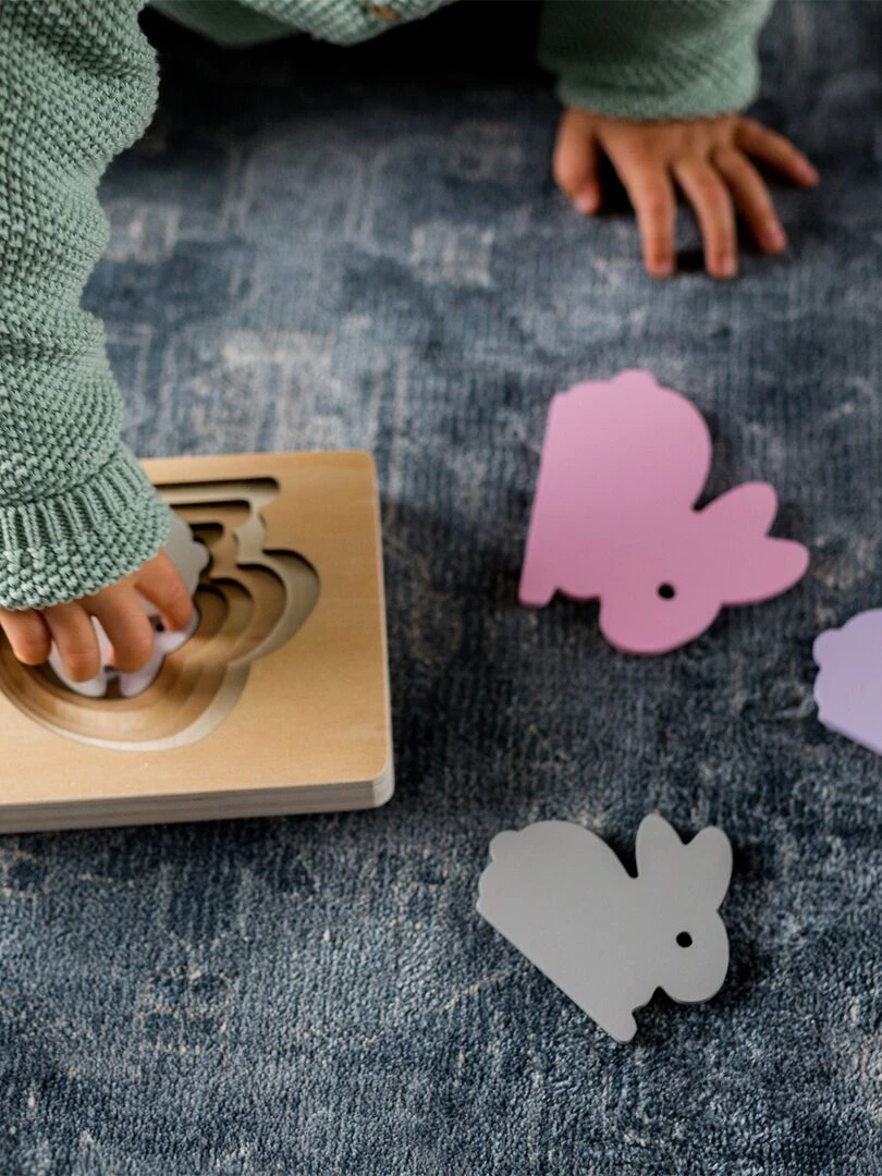 Puzzle animaux lapin en bois multicolore N/A