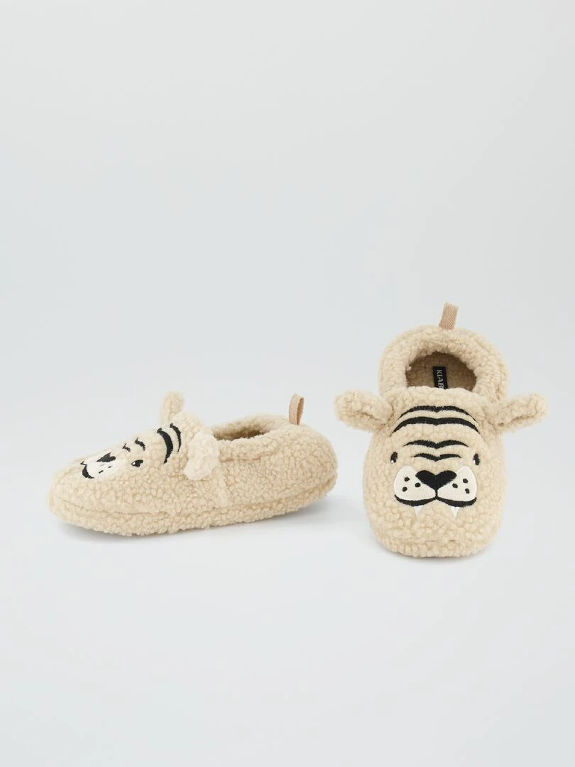 Chaussons en sherpa   Beige