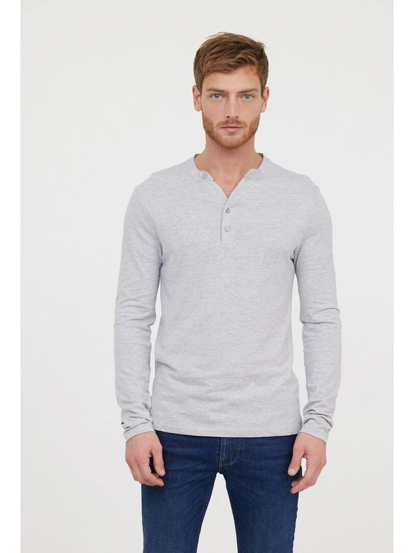 Lee Cooper T Shirt manches longues coton regular ASILO Gris chiné