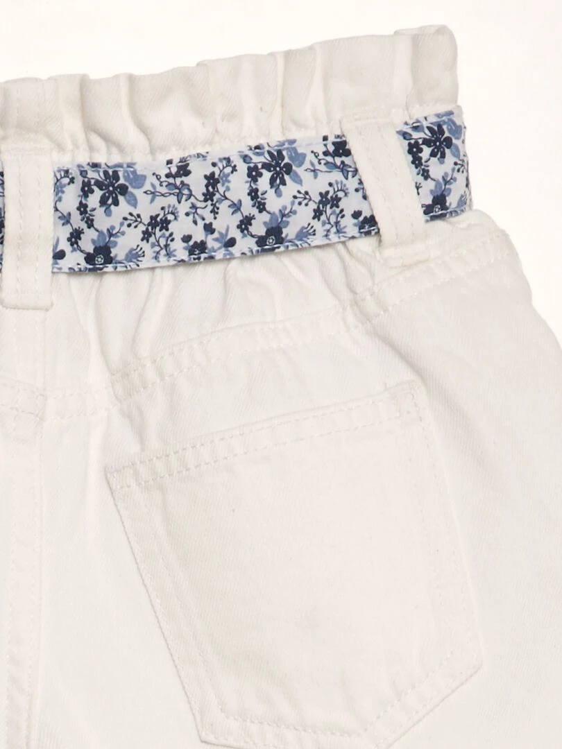 Short paperbag en jean   Blanc