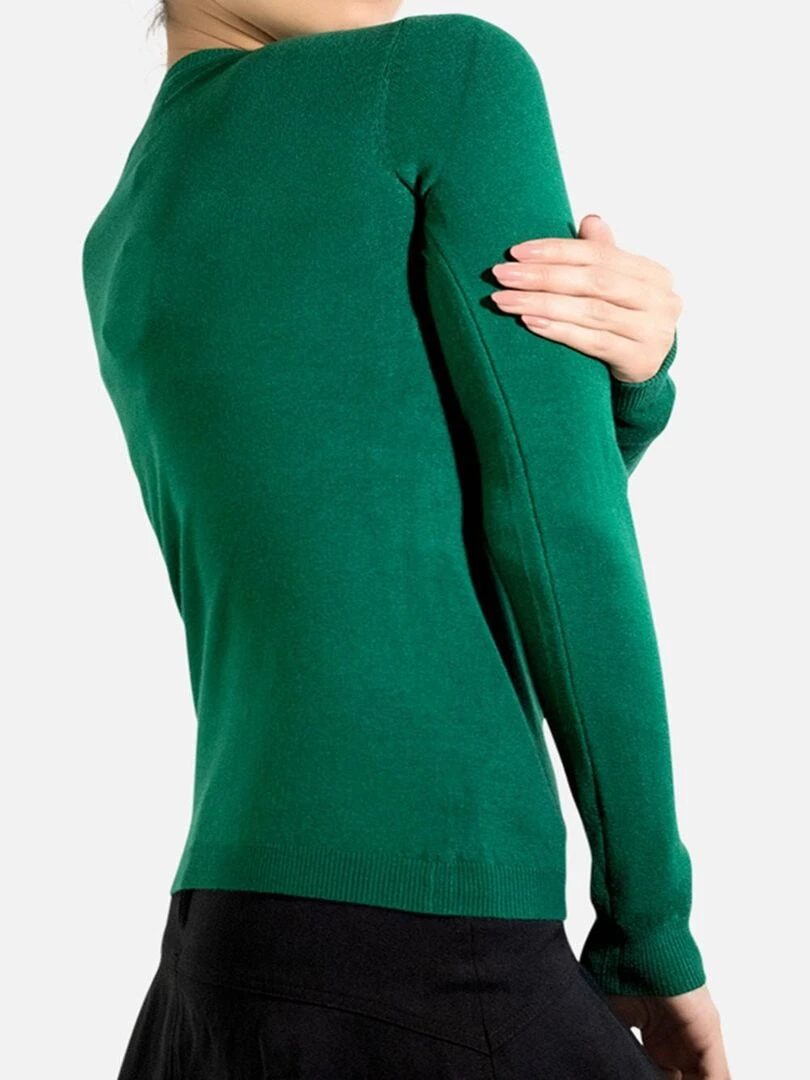 Pull col V en maille Kebello   Vert