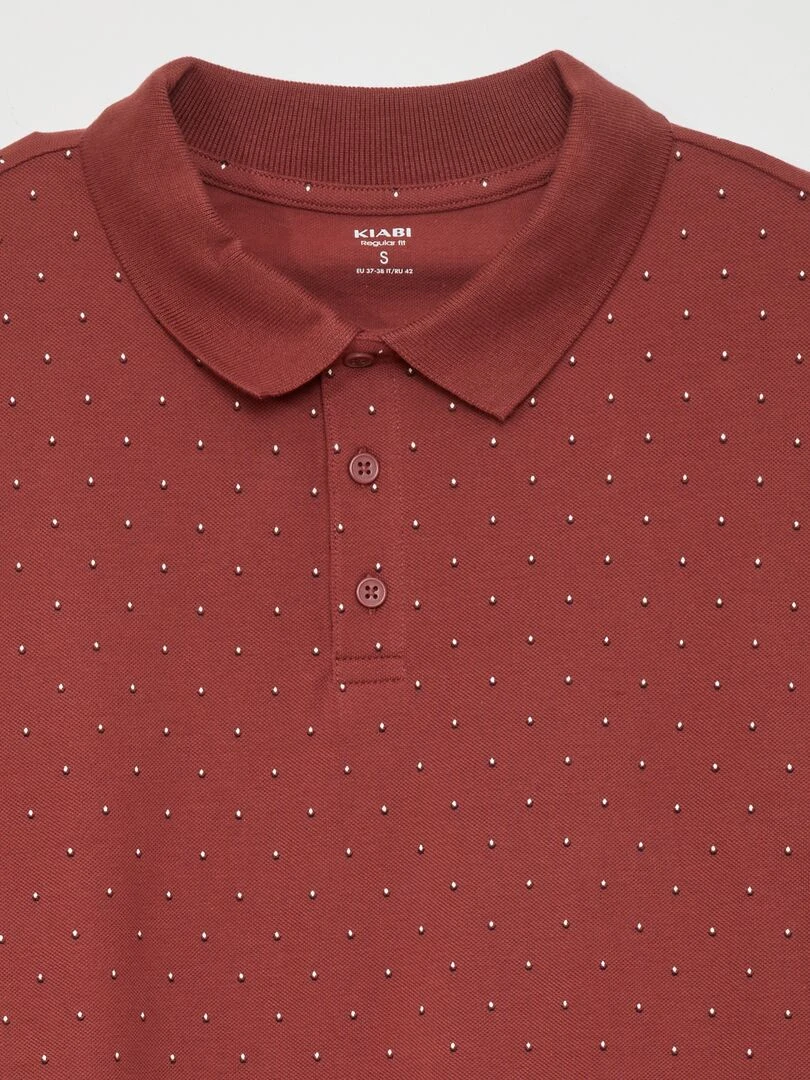 Polo en piqué de coton avec imprimé Rouge