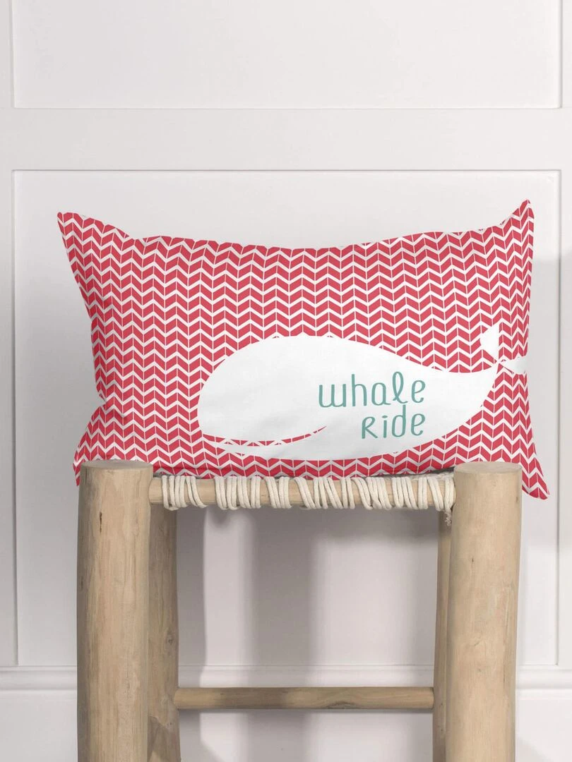 Housse de coussin Whale "Happyfriday" Blanc