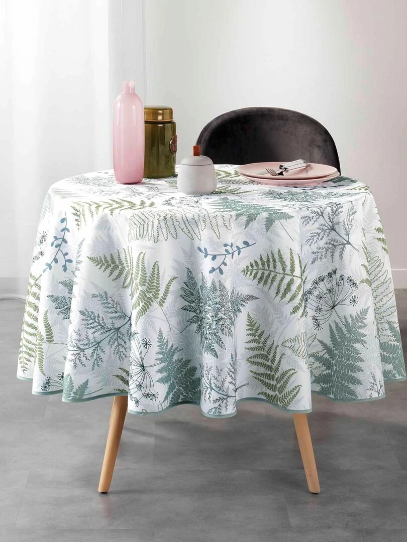 Nappe ronde 180 cm Feuille de melisandre   Vert