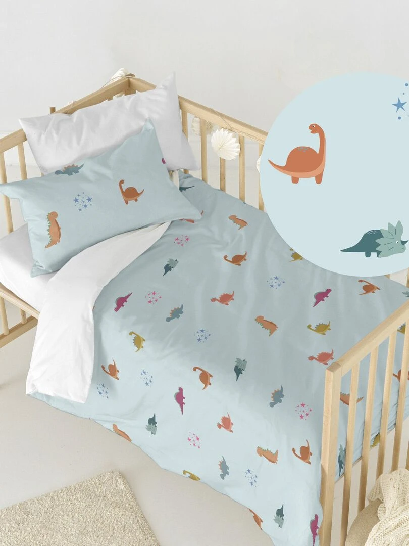 Parure housse de couette 2 pièces Mini dinosaur "Happyfriday" Blanc