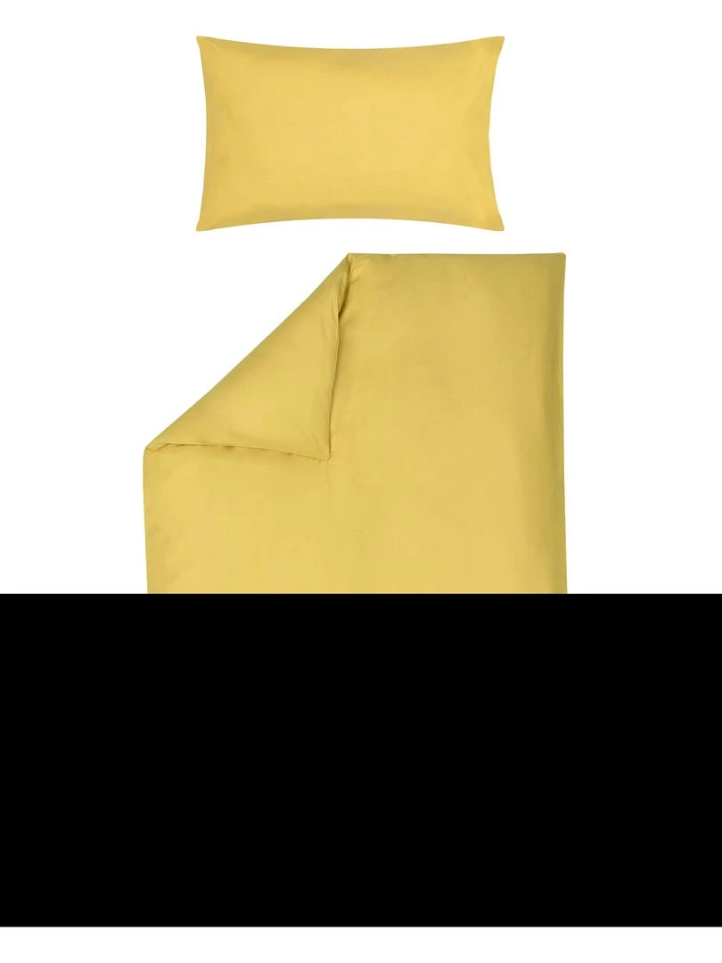 Parure de lit housse de couette 100x140 cm + taie 40x60 cm Coton Bio 'P'tit Basile' Jaune or