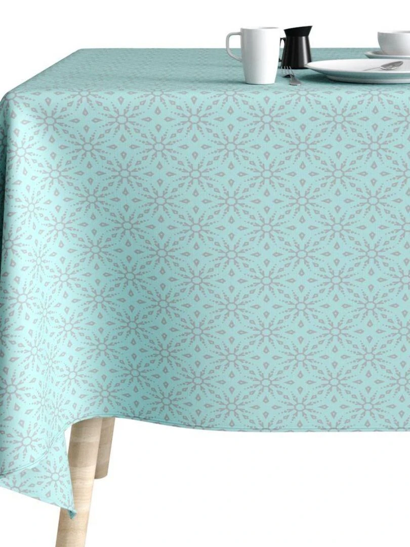 Nappe Polyester à motifs Flocon   Bleu