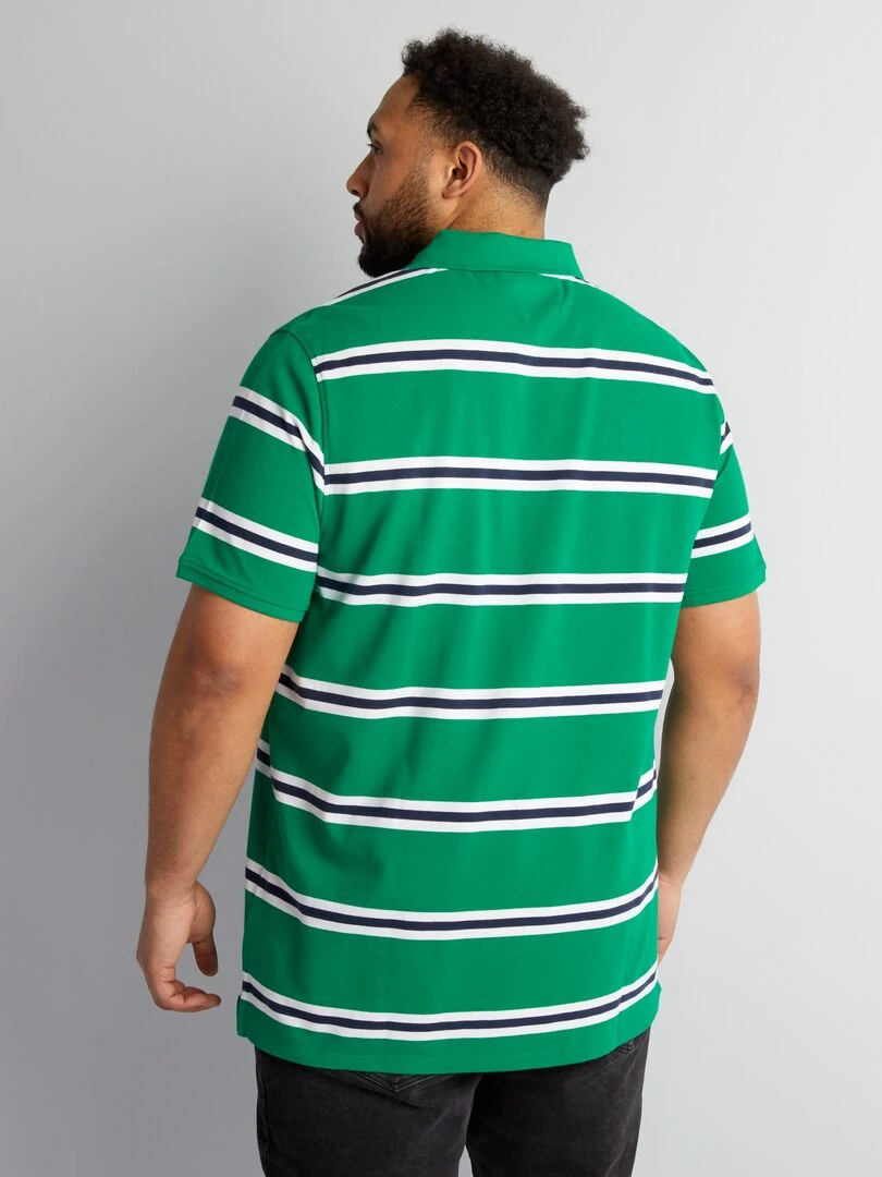 Polo en coton à rayures   Vert