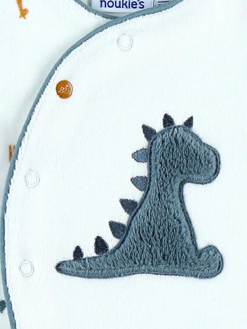Pyjama dinosaure en velours  blanc/bleu   Noukie's   Blanc