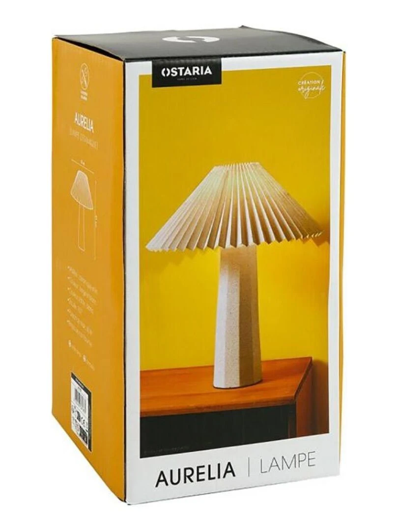 Lampe céramique tissu plissé Aurélia   Blanc