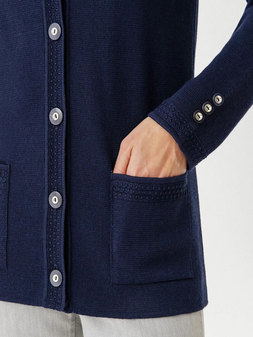 Veste maille milano 50% laine mérinos   Damart   Bleu marine