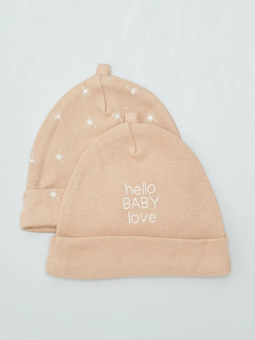 Lot de 2 bonnets de naissance Beige