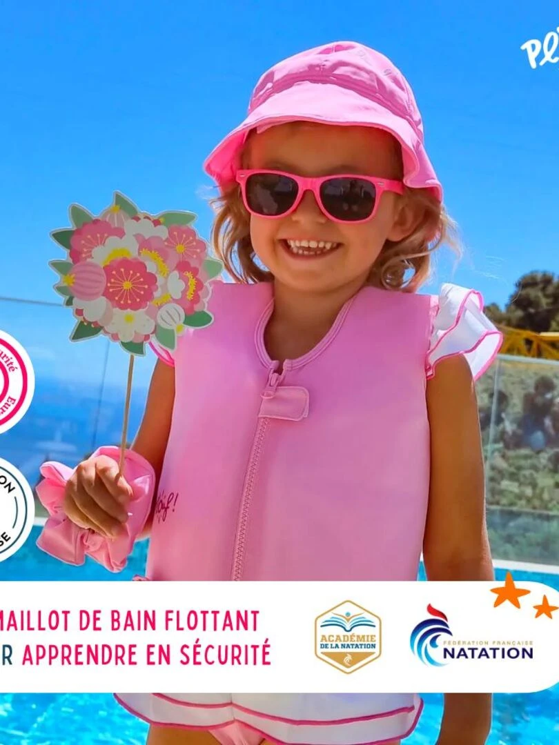 Maillot de Bain Caraibes avec Flotteurs Accessoire de Natation Fille Rose