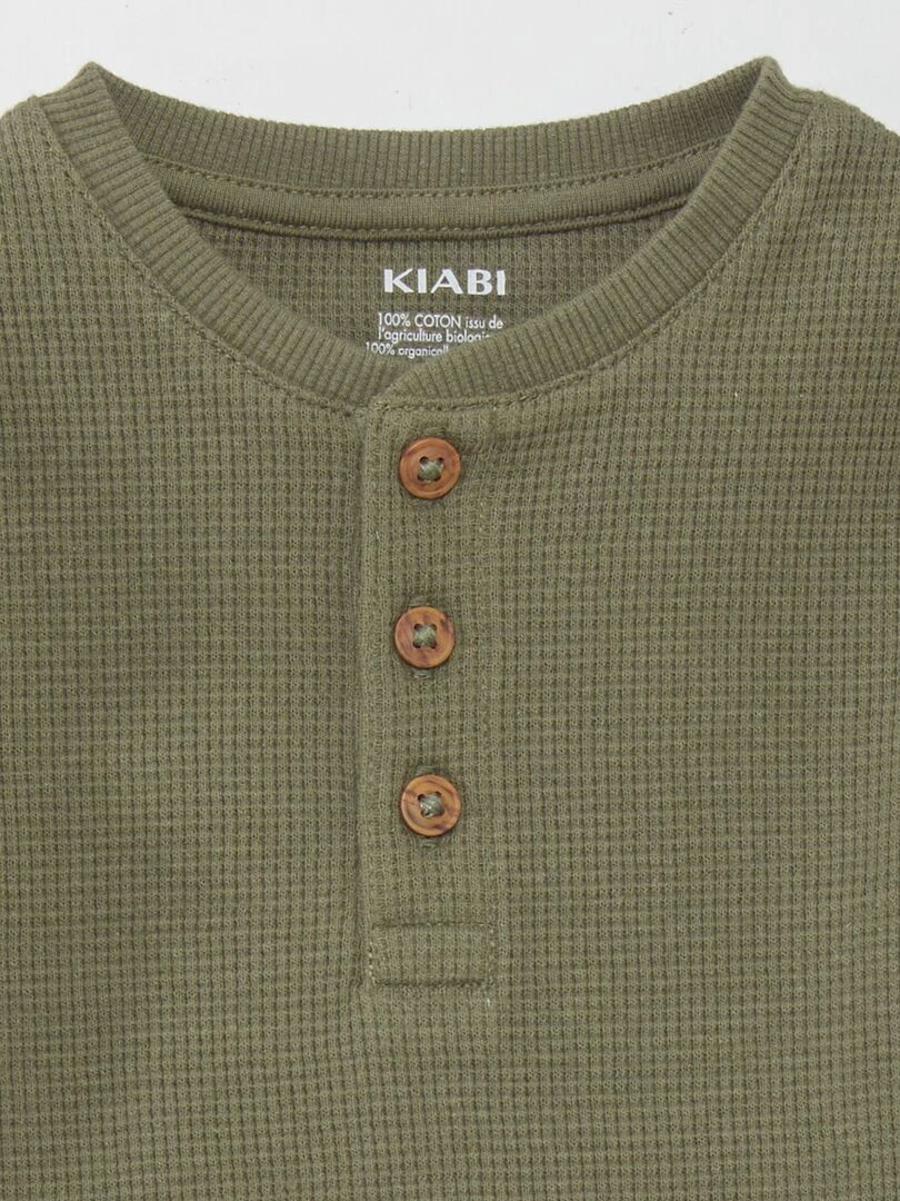 T shirt en maille gaufrée   Vert