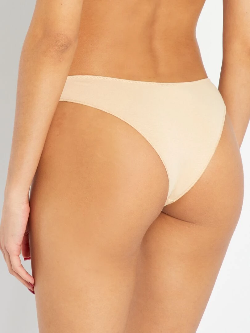 Lot de 3 tangas en coton stretch   kaki/beige/écru