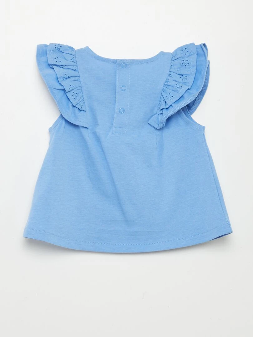 Tee shirt avec manches volantées   Bleu