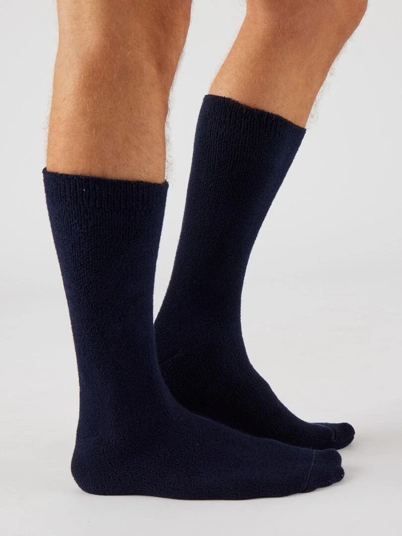 Chaussettes maille jersey bouclette Thermolactyl Damart Bleu marine